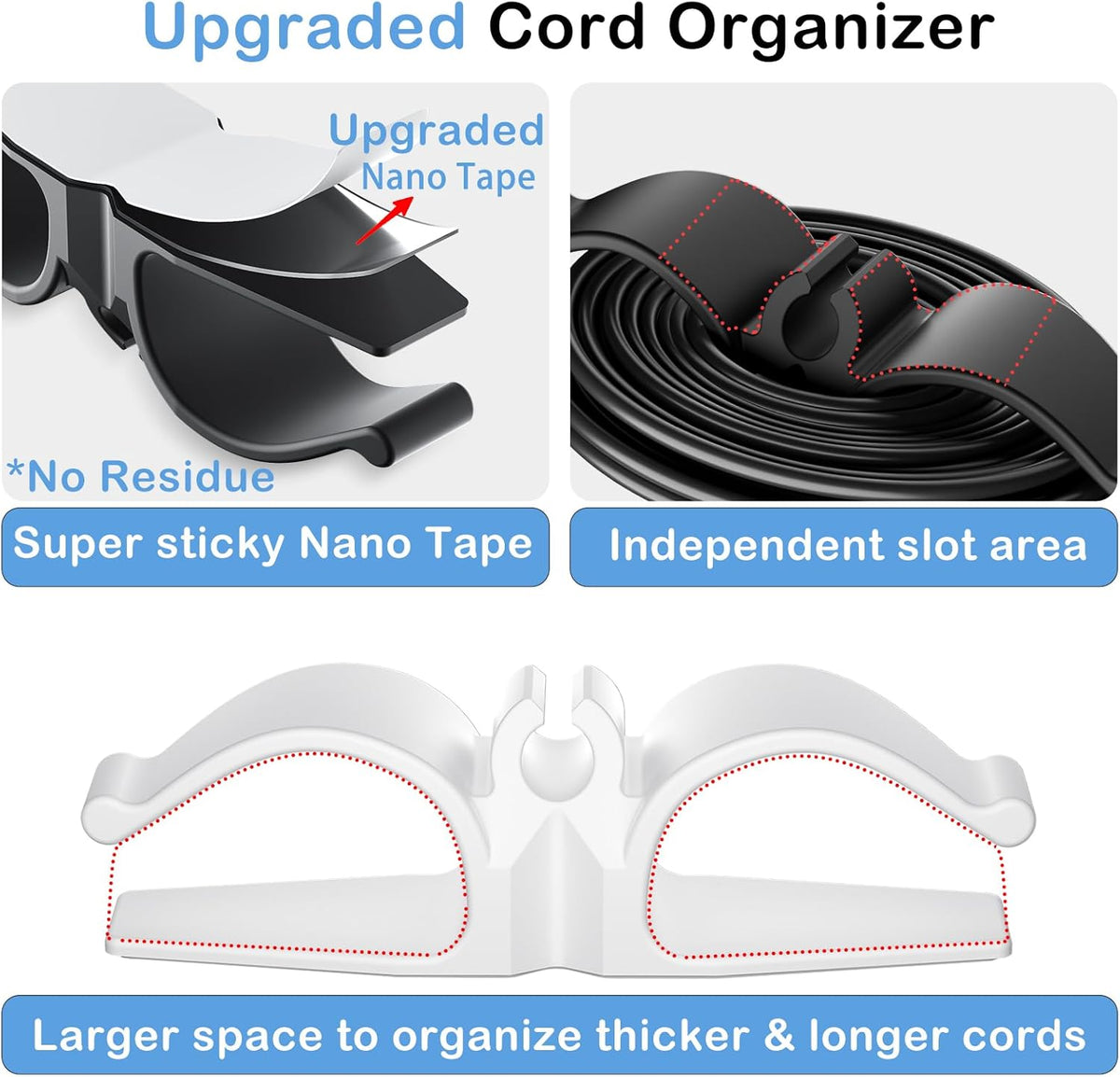 Cord Organizer for Appliances, Small&Large 8 Pack Upgraded Kitchen Appliance Cord Organizer Stick On Appliance Wire Wrapper for Appliances Mixers, Coffee Maker, Pressure Cooker