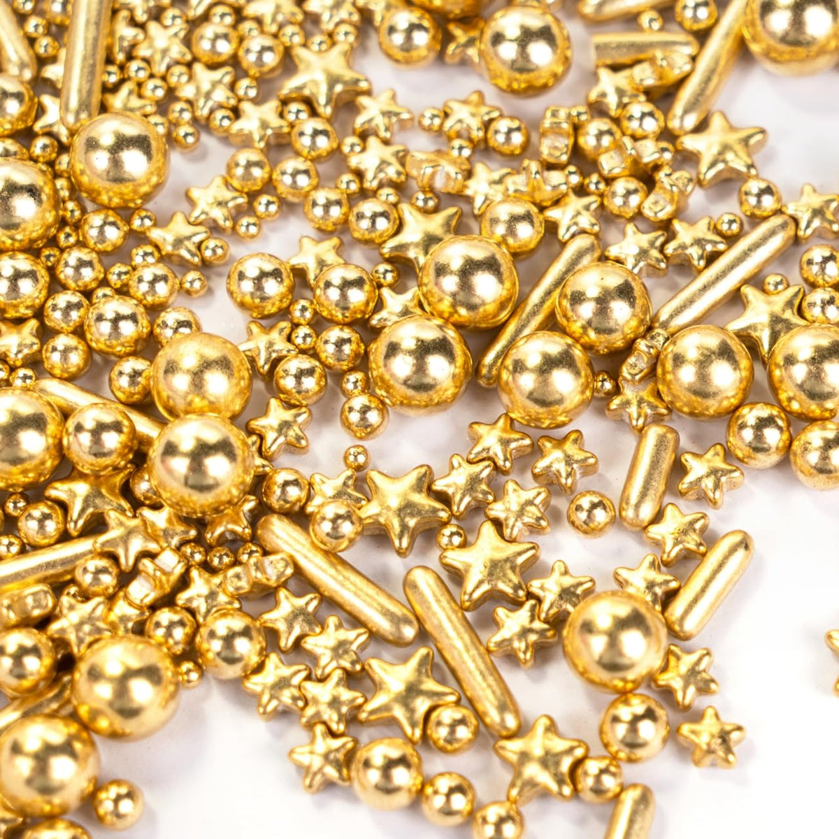 Dazzjoy Edible Gold Pearl Sprinkles, Sugar Candy Pearls, Food Grade, 130g/4.58oz, Gold Star Pearls Sprinkles for Cake Decorating, Cupcake, Cookies Topper Decoration
