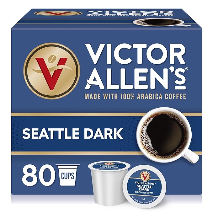 Victor Allen's Coffee Seattle Dark, Dark Roast, 80 Count, Single Serve Coffee Pods for Keurig K-Cup Brewers