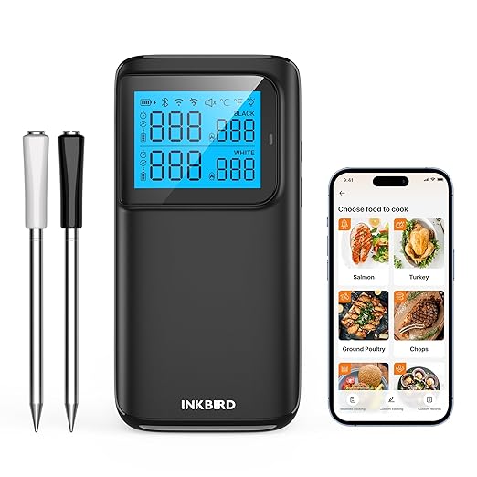 INKBIRD Wireless Dual Mode Multi-Sensor Meat Thermometer, WiFi 5G and Bluetooth 5.4 Connection, 2 Probes with 5 Sensors, CNAS-accredited Accuracy, for BBQ, Grill, Smoker, Oven, Kitchen