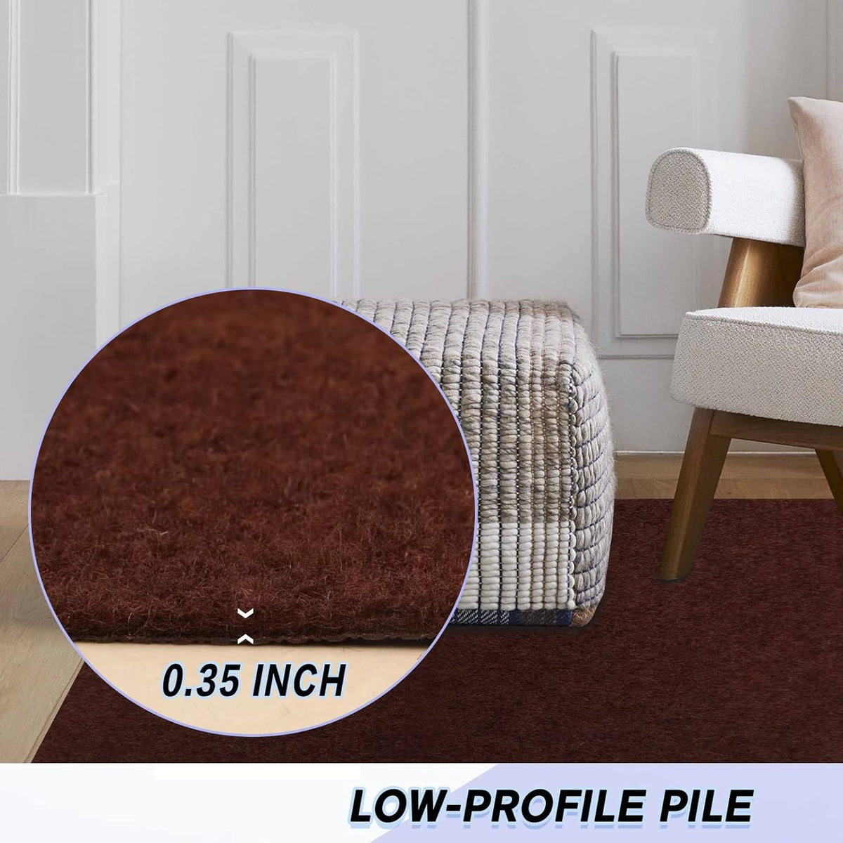Custom Size Backed Non-Slip Area Rugs Runner, Easy Clean, Waterproof Runner Rugs for Hallway Entryway, Kitchen, Laundry, 4FT x 11FT, Brown