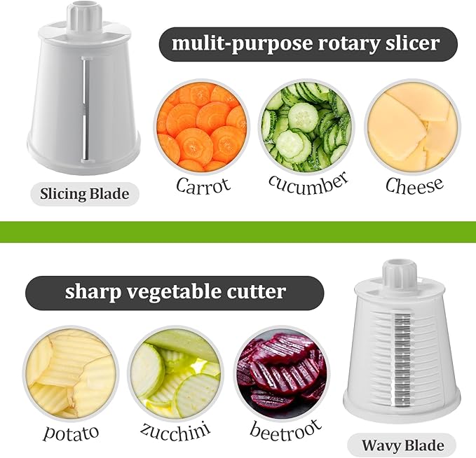 Ourokhome Cheese Grater Hank Crank Cheese Shredder, Mandoline Vegetable Slicer with 5 Interchangeable Blades and Strong Suction Base for Fruit, Vegetables, Nuts Black