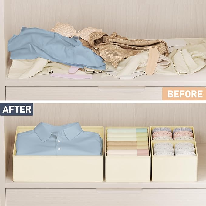 DIMJ Drawer Organizer Clothes Storage - 24 Pack Baby Dresser Organizer for Nursery, Small Fabric Closet Drawer Organizer Bins for Underwears Socks, Foldable Storage Dividers Organization for Bedroom