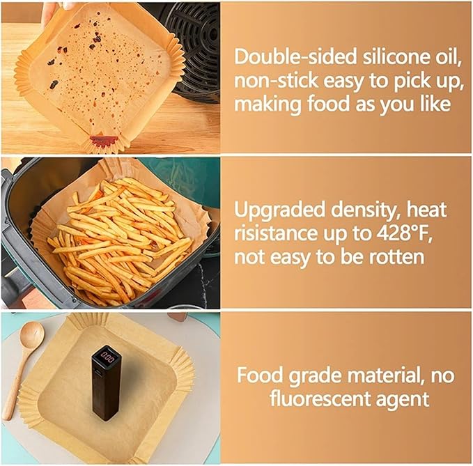Large Air Fryer Disposable Paper Liners Nonstick 23cm Oven Airfryer Parchment Baking Paper ，Compatible For Ninja，Compatible For COSORI ，Grill Cooking Basket(16cm round,300 Pcs)