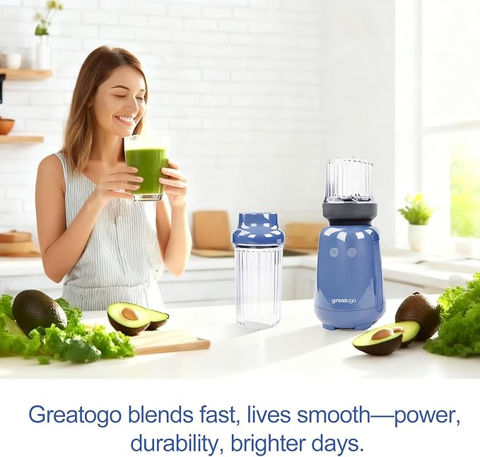1000W 6-Blade Single-Serve Blender Exclusive Blender 28/14oz Tritan Blending Cup, Make milkshakes, salad dressings, sauces, crush ice, and blend frozen fruits