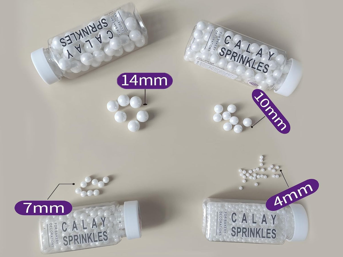 Edible White Pearl Sugar Sprinkles 3.9 oz, 4mm Candy Pearls Ideal for Baking, Cake and Cupcake Toppers, Cookie Decoration, Ice Cream Topping, Wedding Shower Valentines Halloween Christmas