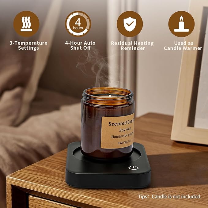 VOBAGA Coffee Mug Warmer for Desk with Auto Shut Off & 3-Temp Settings, Coffee Cup Warmer with Smart Safety Alert Home Office Accessory, Perfect for Coffee, Tea, Milk (Mug for Display)