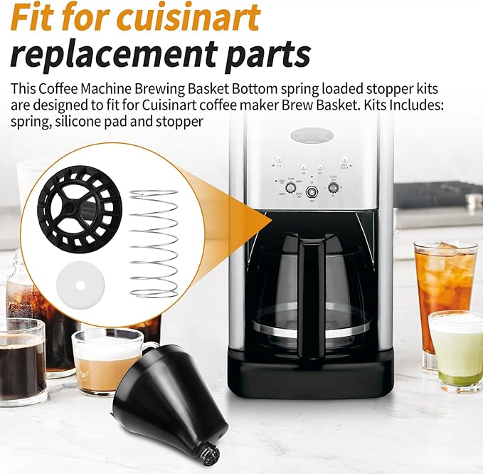 Coffee Machine Brew Basket Bottom Spring Loaded Stopper Kits Replacement Brew Baske for Cuisinart DCC-1200 DCC-1200BCH DCC-1200BW Coffee Maker Brew Basket Parts