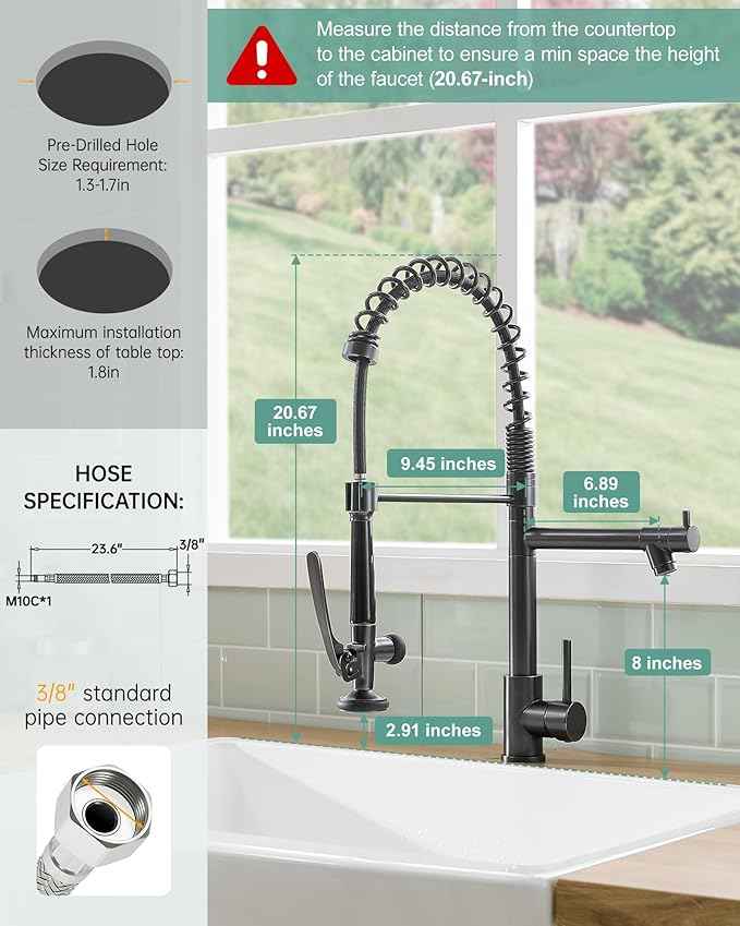 Fapully Commercial Pull Down Kitchen Sink Faucet with Sprayer Oil Rubber Bronze