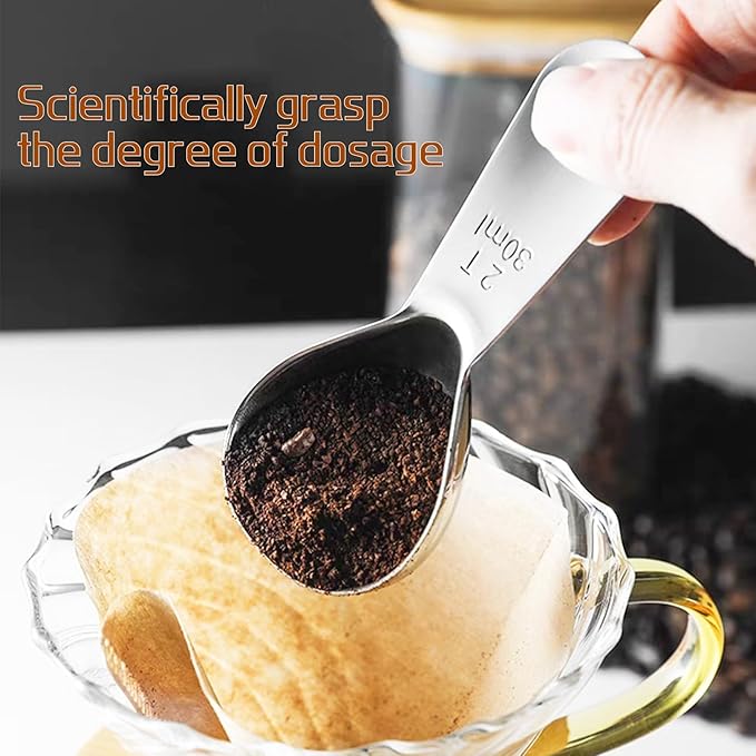 18/8 Stainless Steel Coffee Scoop, 2 Tbsp (30ml) Short Handle Measuring Spoon for Precise Measurement of Ground Coffee, Tea, Sugar, Flour