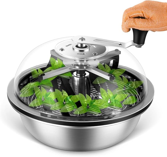 MELONFARM 13 in Bud Leaf Bowl Trimmer, Bowl Trimmer with Switchable Stainless Steel Blades & Clear Visibility Dome, Hand Twist Spin Cutting Bud Trimmer for Buds, Flowers, Hydroponics Plants