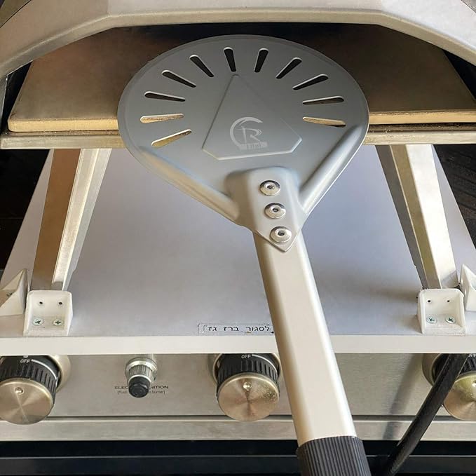 LRUI Turning Pizza Peel with 8" Aluminum Round Pizza Paddle,20.5" Overall, Outdoor Pizza Oven Accessories.