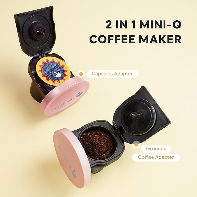 Single Serve Coffee Maker For K Cup Pod and Coffee Grounds /Tea, Fast Brew in 2 minutes, 2 IN 1 One Button Coffee Machine 4-8 Oz Brew Sizes, Stylish＆Compact For Home, Office, RV and Dorm, Pink
