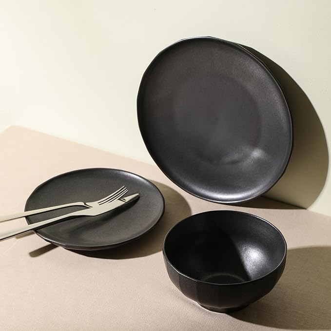 Stone Lain Rio 12-Piece Dinnerware Set Stoneware, Black