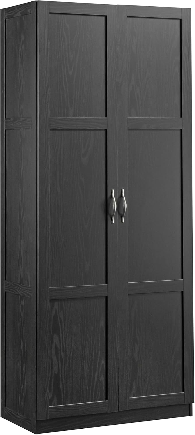 Sauder Tall Storage Cabinet, Black, 4 Adjustable Shelves, Multi-Room Use