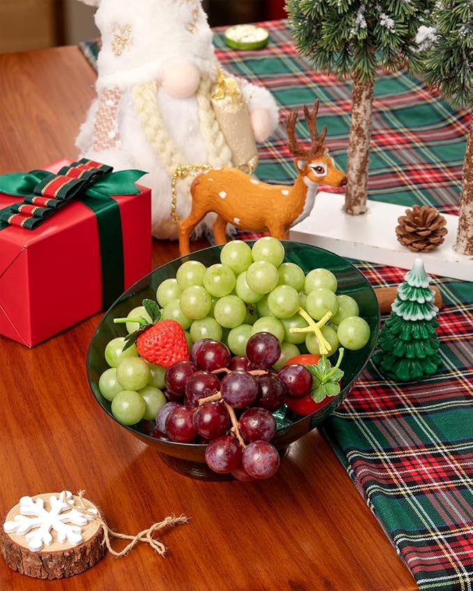 bUCLA 12 Pack Clear Green Plastic Serving Bowls - 20 OZ Christmas Angled Serving Bowls Disposable for Chip, Candy, Salad & Fruit - Ideal for X’mas Party