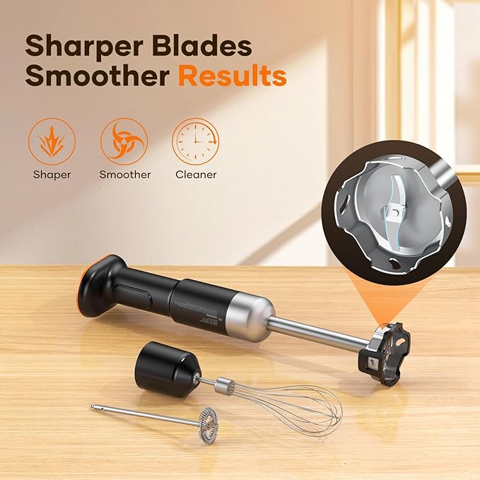 Cordless Stick Immersion Blender 5-in-1, Ritus 13000RPM Soup Blender Rechargeable Handheld Mixer For Baby Food & Smoothies, Variable Speed, Dishwasher-Safe, Mixing Beaker, Chopper, Whisk Milk Frother