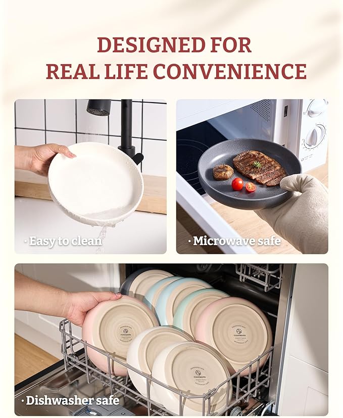 famiware Milkyway 33 oz Bowl Set, Pasta Bowls Set of 4, Salad Bowls, Double Reactive Glaze, Sturdy & Stackable, Ideal for Housewarming, Festivals, Dark Charcoal & White Full Glaze Matte