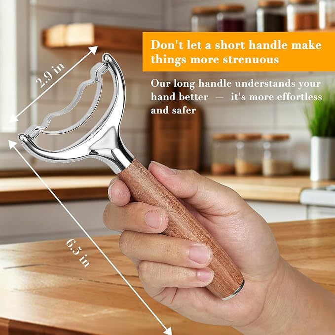 KULUNER Durable Stainless Steel Corn Peeler with Polished Wood Handle Corn on the Cob Stripper Kernel Remover Easy Use Corn Kernel Cutter Kitchen Gadget（Rosewood）