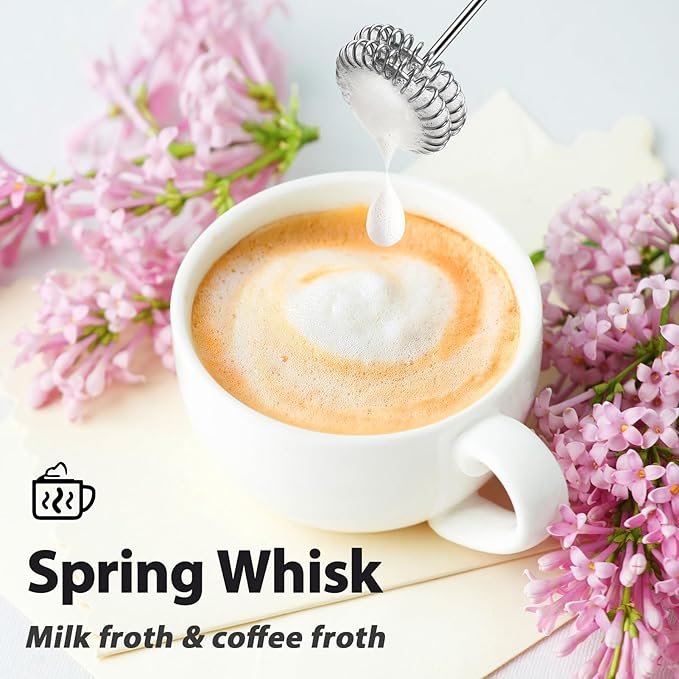 Sakgos Milk Frother Rechargeable Handheld-Electric Whisk 3 Speed Adjustable, Coffee Frother Wand with 3 Stainless Whisks, Electric Foam Maker, Drink Mixer Blender for Latte Cappuccino Matcha Egg