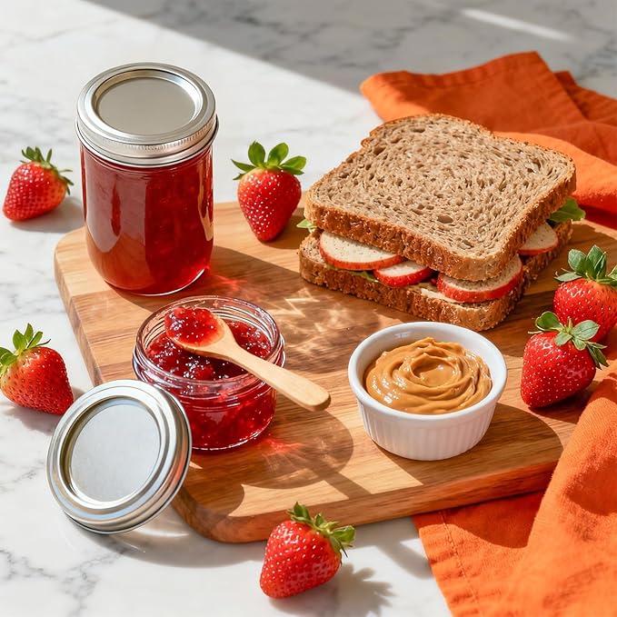 ComSaf Mini Mason Jars 4oz - 8 Pack, Regular Mouth Mason Jar with Lids and Seal Bands, Small Glass Canning Jar for Spice, Jam, Honey, Jelly, Dessert, Shower Wedding Favors, DIY Candles Decor