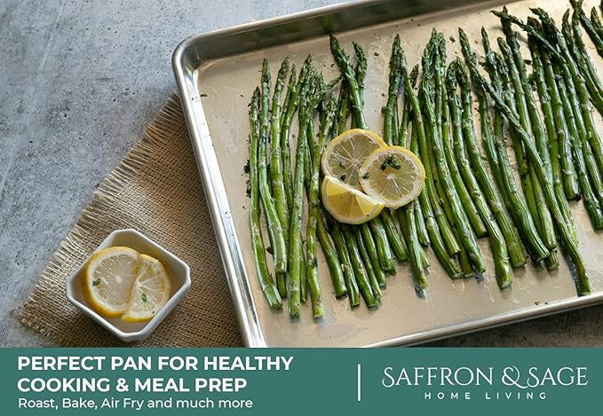 Commerical Quality Cookie Sheet Pan - 4 Pack Aluminum Half Sheet Baking Pan by Saffron & Sage Home Living - This 18x13 Baking Sheet Set is Rust & Warp Resistant, Heavy Duty, of Thick Gauge