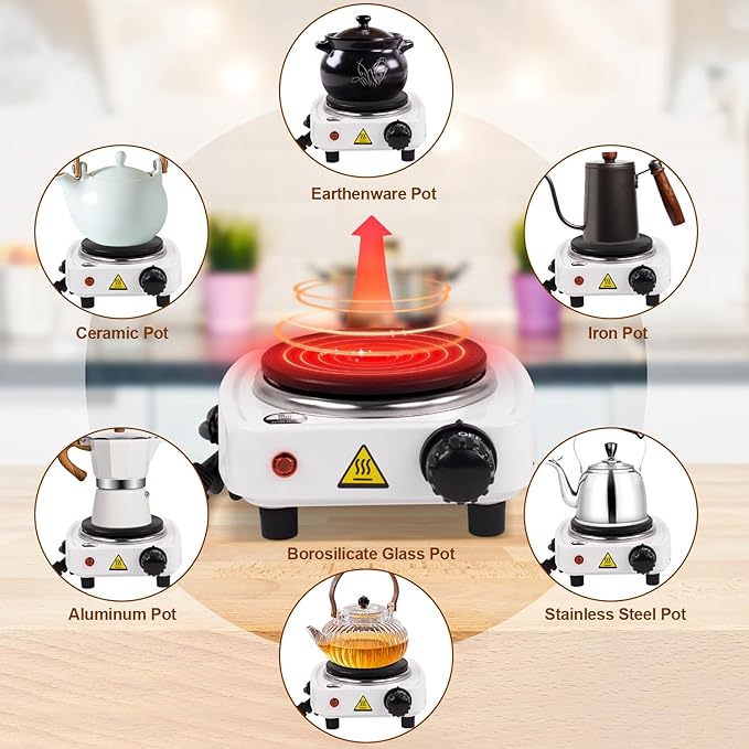 2-in-1 Moka Pot Espresso Set with Electric Stove 3 Cup Aluminum Stovetop Coffee Maker Percolator Italian Classic Mocha Coffee Machine for Italian and Cuban Cafe Brewing Portable Camping Travel