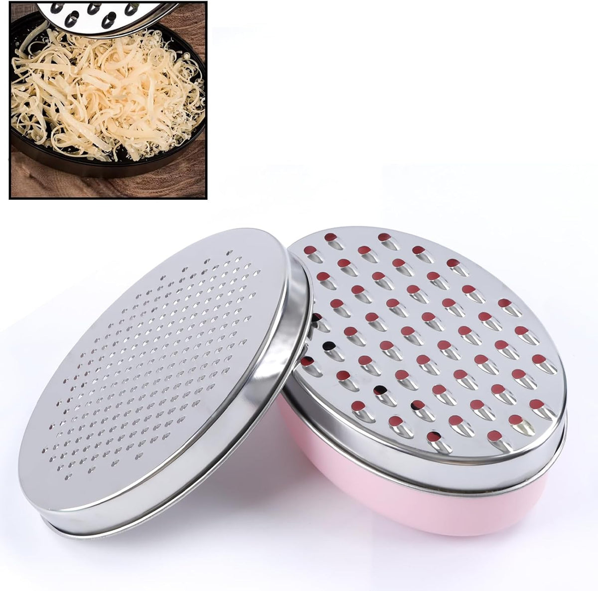 Cheese Grater Citrus Lemon Zester with Food Storage Container & Lid - Perfect For Hard Parmesan Or Soft Cheddar Cheeses, Ginger, Vegetables, Butter, Chocolate & Nutmeg (Pink)
