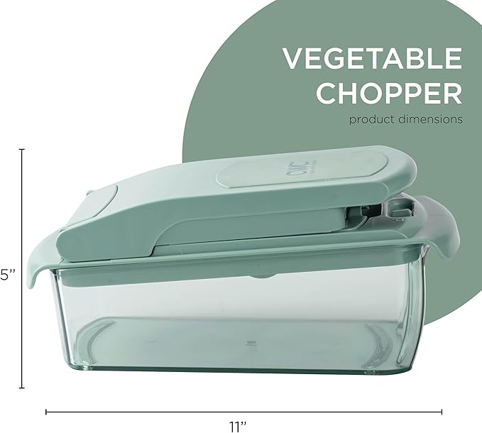 ook with Color Vegetable Chopper - Multifunctional 11 in 1 Vegetable Chopper with Container - Food Chopper to Dice, Chop, Slice, Julienne and Spiralize, Sage