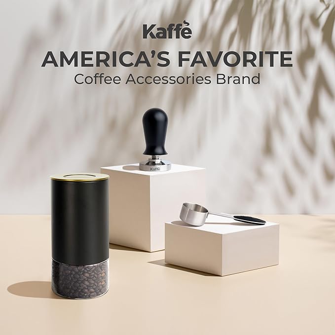 Kaffe Glass Coffee Canister (12oz) w/Airtight Lid - Click to Release Seal - BPA Free Glass & Stainless Steel - Elegant Kitchen Storage Container for Coffee, Nuts, Rice, Flour, Sugar, Tea, Cereal