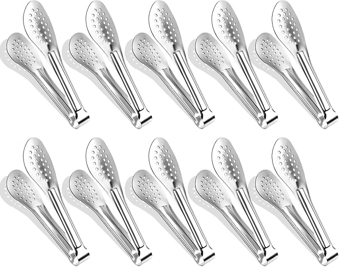 10PCS Serving Tongs, Small Kitchen Tongs,XEVOM Stainless Steel small Appetizer Tongs Mini Sugar Ice (5 Inch)