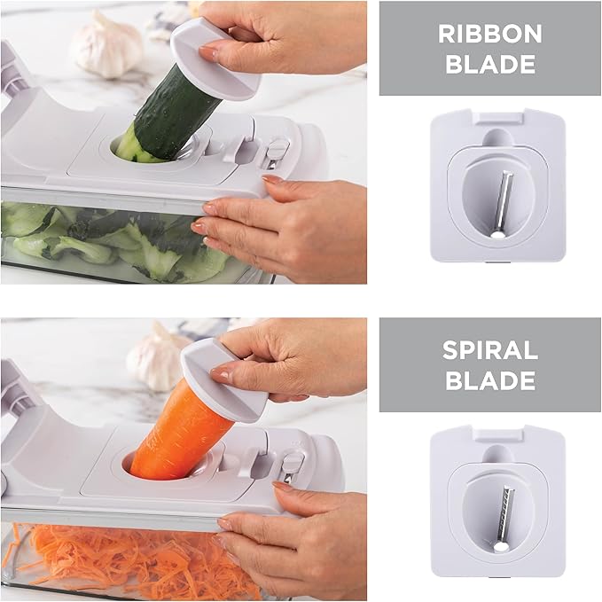 Cook with Color Vegetable Chopper - Multifunctional 11 in 1 Vegetable Chopper with Container - Food Chopper to Dice, Chop, Slice, Julienne and Spiralize, Gray