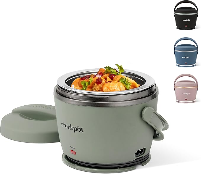 Crock-Pot Portable Electric Lunch Box 20-Ounce Food Warmer Moonshine Green | Ideal for Travel On-the-Go | Keeps Food Spill-Free Warm & Tasty | Dishwasher-Safe