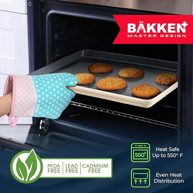 BAKKENMASTER Bake with Elegance: 6-Cup Cake/Muffin Pan Set - Blue, Teal, Marble, Golden, Cream - Aluminized Steel with Ceramic Non-Stick Coating, PFOA & PFAS Free - Non-Toxic, Heavy-Duty Bakeware
