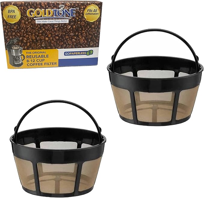 GoldTone Brand Reusable 8-12 Cup Basket Coffee Filter fits Cuisinart Basket Style Coffee Makers and Brewers. - BPA Free (2)