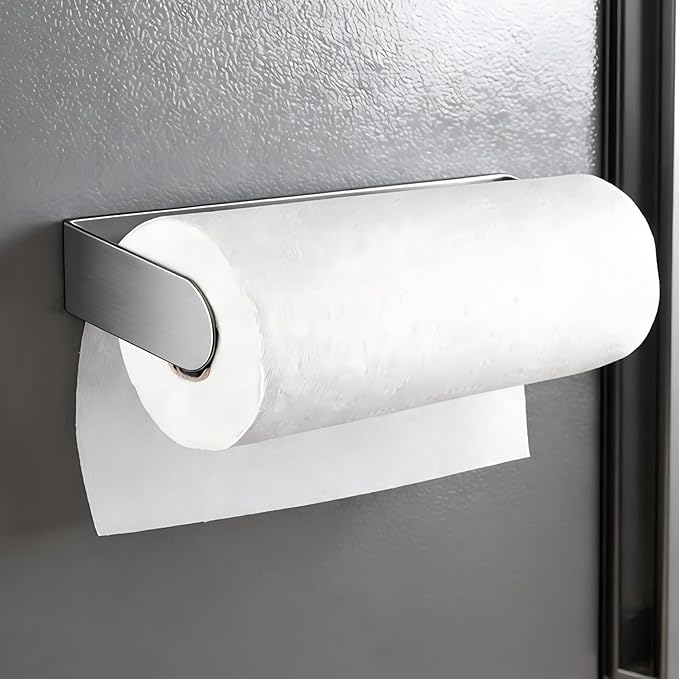 ZUNTO Magnetic Paper Towel Holder for Refrigerator – Strong Magnet Kitchen Paper Towel Rack for Grill, RV & Pantry – Sleek Silver Design