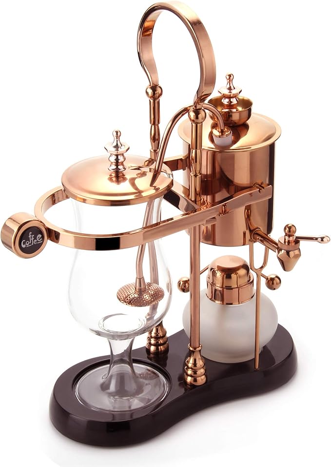 Diguo Belgian/Belgium Luxury Royal Family Balance Syphon Coffee Maker. Elegant Retro-Style Design. Color Rose Golden. Capacity: 500ml/17 oz.