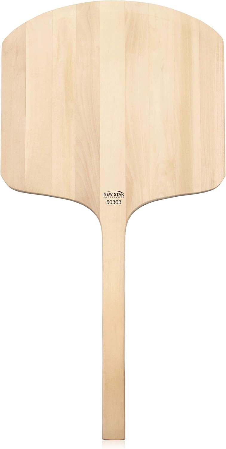 New Star Foodservice 536181 Restaurant-Grade Wooden Pizza Peel, 19" L x 18" W Plate, with 17" L Wooden Handle, 36" Overall Length…