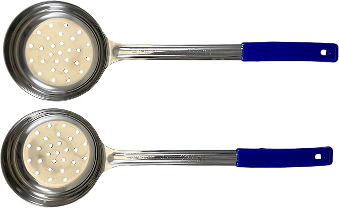 8 Ounce Slotted Stainless Steel Portion Control Ladle Spoon for Measuring and Serving; Commercial Grade Serving Scoops [Pack of 12]