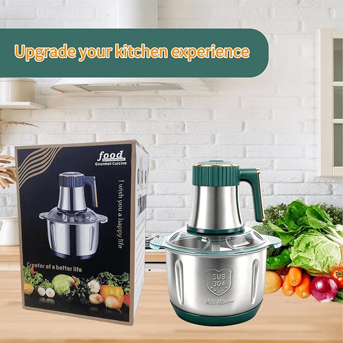 Food Processor,5-Speed Electric Food Chopper,Meat Grinder 5L(20Cups) with Two 6-Blade Sets,500W Powerful Vegetable Chopper Used for Dough Mixing,Meat, Nuts, Fruits, Garlic and Vegetables