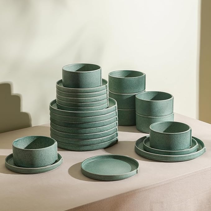 Stone Lain Bao 24-Piece Dinnerware Set Stoneware, Green