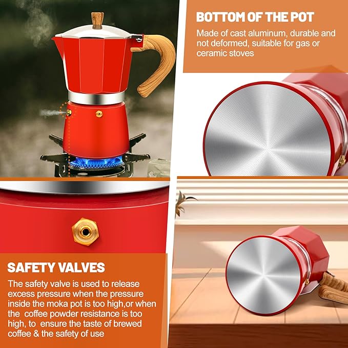 9 Cup Aluminum Espresso Stovetop Moka Pot Express Coffee Maker Percolator Italian Classic Mocha Coffee Machine for Italian and Cuban Cafe Brewing for Home & Camping 450ml 15oz