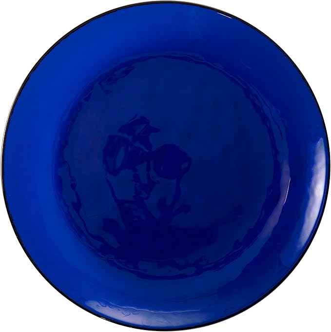 FORTESSA Los Cabos Tableware, 16-Piece Glass Dinnerware Set with 4 Dinner Plates, 4 Salad Plates, 4 Coupe Bowls and 4 Cereal Bowls, Dishwasher-Safe Glass Plate Set, Cobalt Blue