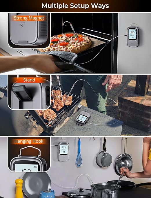 Govee Bluetooth Meat Thermometer, Digital Wireless Meat Thermometer for Smoker Oven, Smart Grill Thermometer with Dual Probes, 230ft Remote Monitor Cooking Thermometer for BBQ Kitchen Rotisserie
