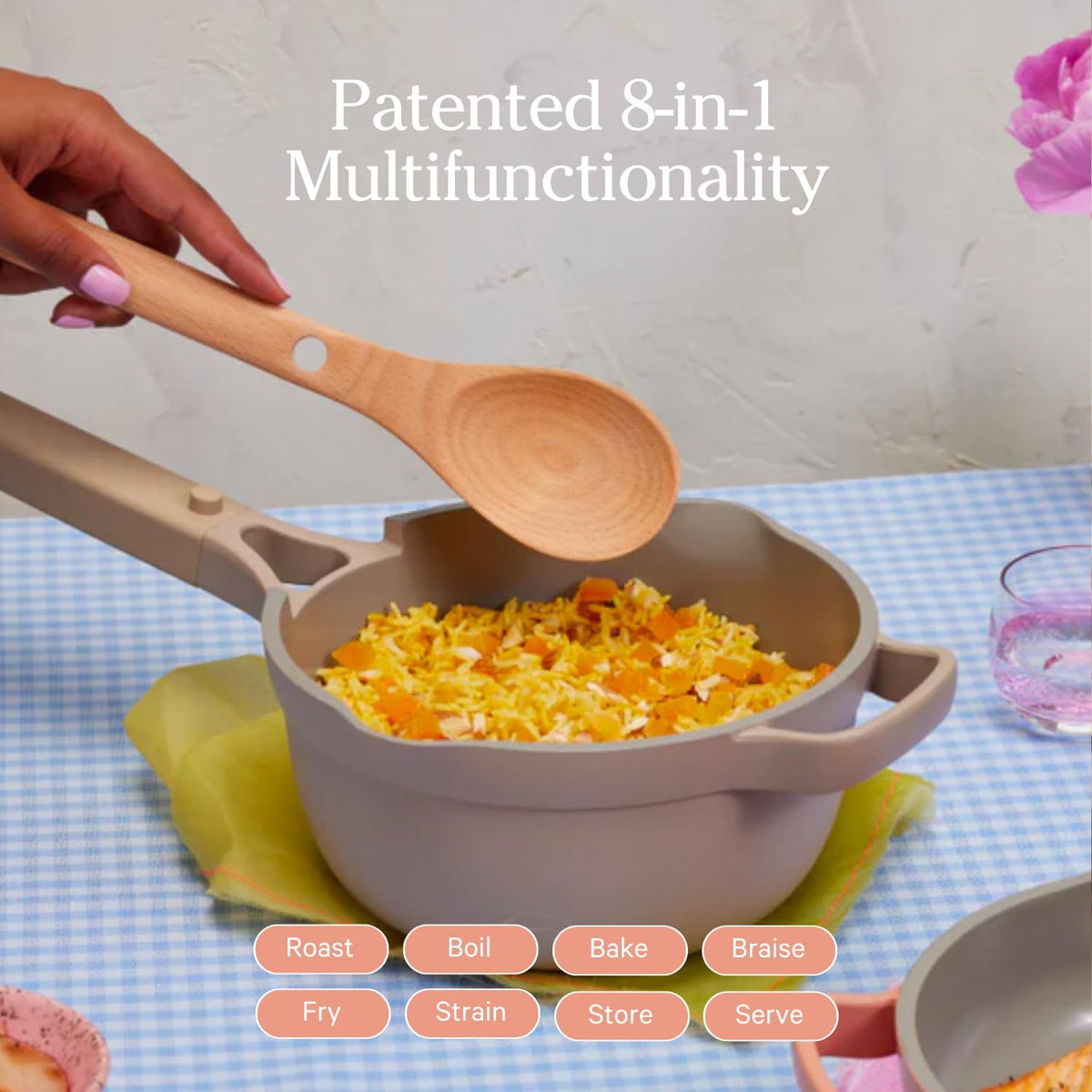 Our Place Perfect Pot - Mini 2.5 Qt Nonstick Ceramic Sauce Pan with Lid | Versatile Cookware for Stovetop and Oven | Steam, Bake, Braise, Roast | PTFE and PFOA-Free | Toxin-Free, Easy to Clean | Sage