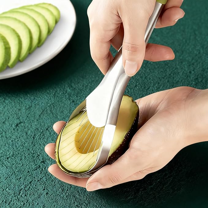 Avocado Slicer Tool Set,Stainless Steel Avocado Cutter Tool and Avocado Masher Tool,Quickly Slices Thinly and Masher,Suitable for Avocados,Potatoes,Dragon Fruit and Other Fruits Vegetables