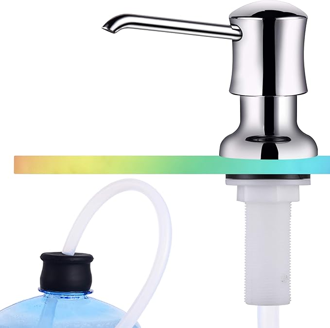 Sink Soap Dispenser for Kitchen Sink Chrome Upgrade with 40" Silicone Extension Tube Kit, Connect to Your Soap Bottle Directly
