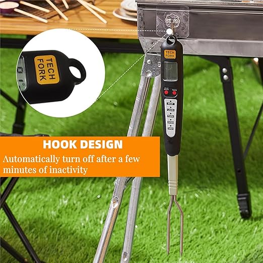Digital Meat Thermometer Fork, Fast Read Grill Thermometer with LED Display and Stainless Steel Probes for Steak Chicken Pork Turkey Hot Grilled Food for Men Him Dad