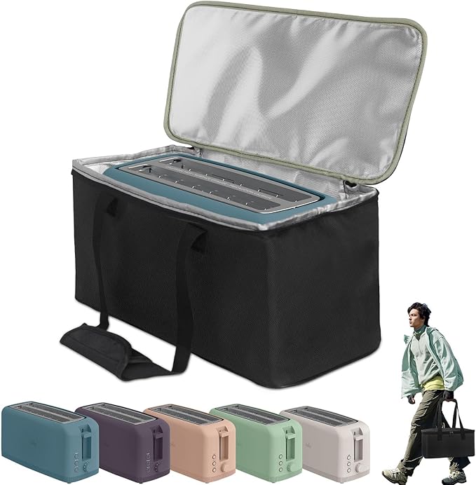 Carrying Bag for Bella 4 Slice Slim Toaster, Portable Outdoor Toaster Travel Carrier Bag Case for Bella, Waterproof & Heat-Resistant 4 Slice Bread Maker Bag with Aluminum Foil Lining