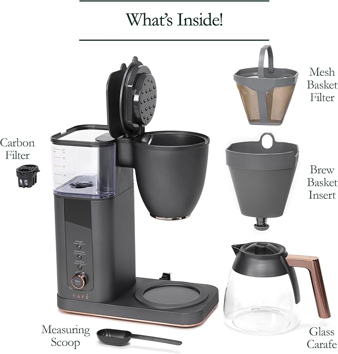 Café Specialty Drip Coffee Maker, 10-Cup Glass Carafe, WiFi Connected Smart Voice-to-Brew, Includes Reusable Filter Basket & Grounds Scooper, Barista-Quality Brew, SCA Certified, Matte Black